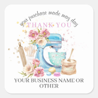 Bedankt voor de aankoop van kleine bakkerijbedrijv vierkante sticker