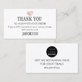 Bedankt voor de aankoopcode voor installateurs visitekaartje (Voorkant / Achterkant)