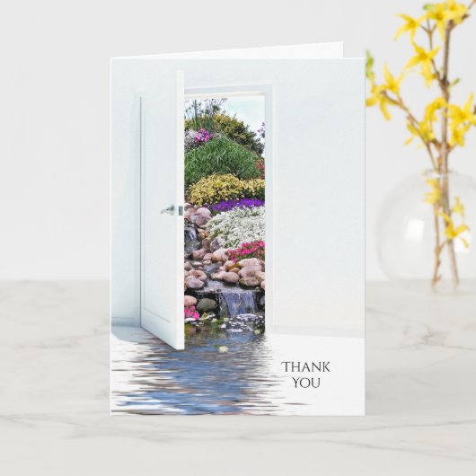 Bedankt voor de begrafenisdonatie tuindeur kaart (Gele Bloem)