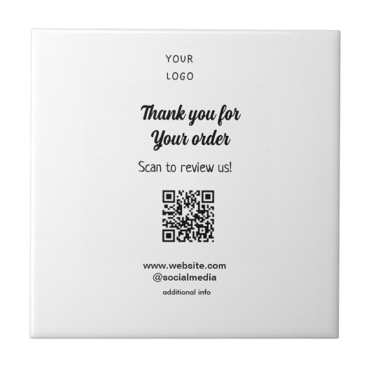 Bedankt voor de bestelling scan Review us business Tegeltje (Voorkant)