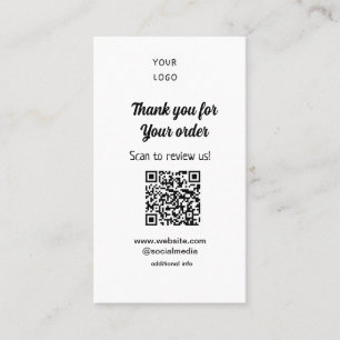 Bedankt voor de bestelling scan Review us business Visitekaartje