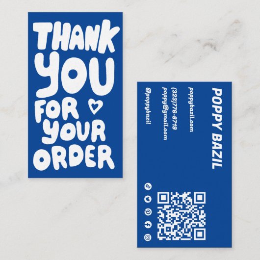 Bedankt voor de bestelling Social Icons QR Code Bl Visitekaartje (Voorkant / Achterkant)