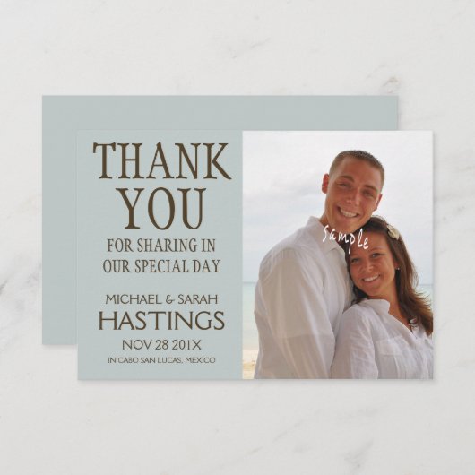 Bedankt voor de bruiloft voor elke bestemming (Voorkant / Achterkant)