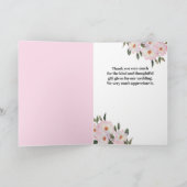 Bedankt voor de bruiloft Waterverf Rozen Stripe Kaart (Binnen)