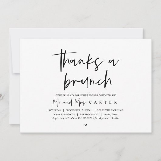 Bedankt voor de brunch, na de bruiloft viering kaart (Voorkant)