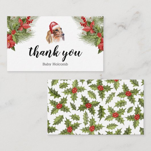 Bedankt voor de Dachshund Waterverf Festive Informatiekaartje (Voorkant / Achterkant)