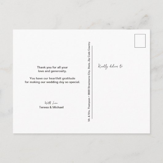 Bedankt voor de elegante foto van het script bruil briefkaart (Achterkant)
