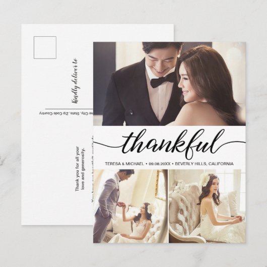 Bedankt voor de elegante foto van het script bruil briefkaart (Voorkant / Achterkant)