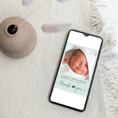 Bedankt voor de foto Mint Green Birth Aankondiging