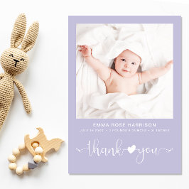 Bedankt voor de foto van Paars Girl Birth Aankondiging