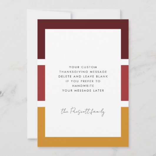 Bedankt voor de gebufferde moderne Thanksgiving Feestdagenkaart (Achterkant)