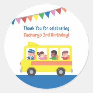 Bedankt voor de Gele School Bus Birthday Party Ronde Sticker