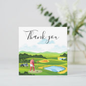 Bedankt voor de golfer met golfvlag en bal (Staand voorkant)