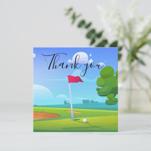 Bedankt voor de golfer met golfvlag en bal (Staand voorkant)