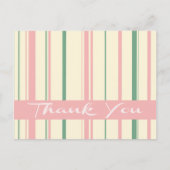 Bedankt voor de groene en roze blush streep briefkaart (Voorkant)
