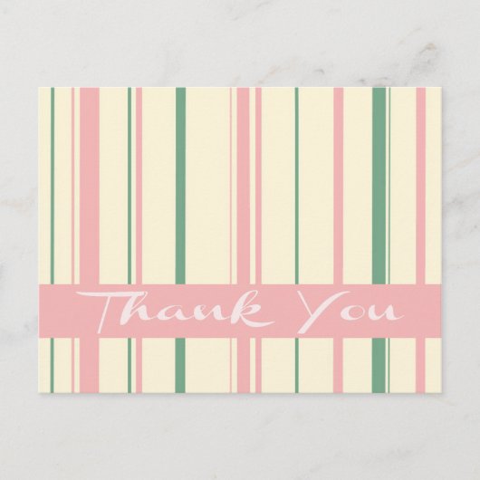 Bedankt voor de groene en roze blush streep briefkaart (Voorkant)