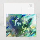 Bedankt voor de groene Limoen Waterverf Glitter Briefkaart (Voorkant / Achterkant)