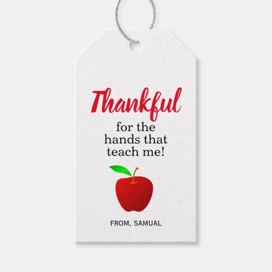 Bedankt voor de handen die me lesgeven. cadeaulabel (Voorkant)
