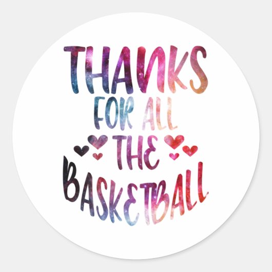 Bedankt voor de hele basketbalwereld ronde sticker (Voorkant)