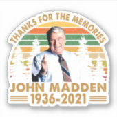 Bedankt voor de herinneringen aan John Madden 1936 Sticker (Voorkant)
