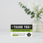 Bedankt voor de Kaart Vegan Options Visitekaartje (Staand voorkant)