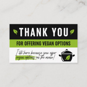 Bedankt voor de Kaart Vegan Options Visitekaartje