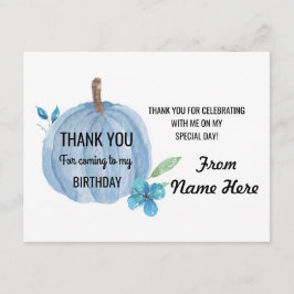 Bedankt voor de kaartjes voor de Pumpkin Blue Boy 