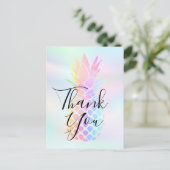 Bedankt voor de kalligrafie op pastel ananas briefkaart (Staand voorkant)
