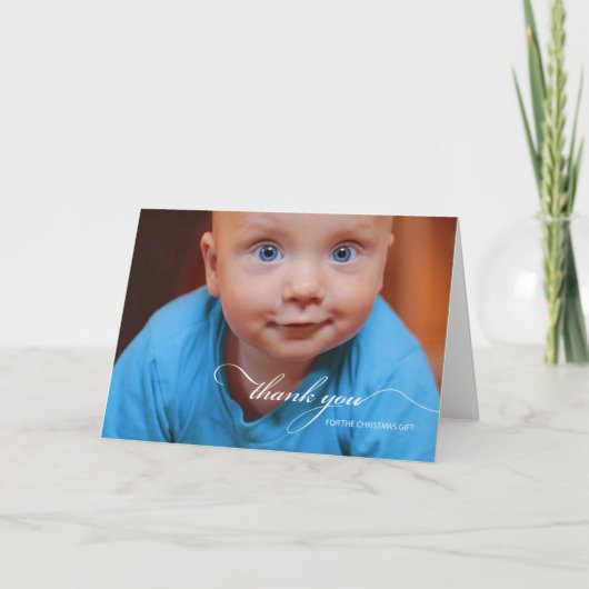 Bedankt voor de kerstcadeaufoto White text Kaart (Voorkant)