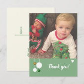 Bedankt voor de kerstcadeaus met groene foto aankondigingskaart (Voorkant / Achterkant)