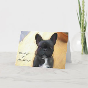 Bedankt voor de kleine zwarte Franse Bulldog kaart