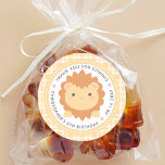 Bedankt voor de komst van Cute Lion Kids Birthday Ronde Sticker<br><div class="desc">Hartelijk dank voor de komst van Cute Lion Kids Birthday Classic Round Sticker</div>