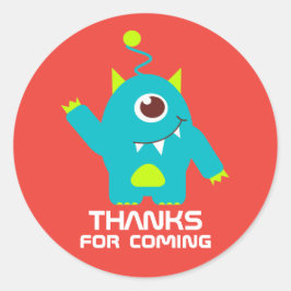 Bedankt voor de komst van een kinder buitenaardse ronde sticker