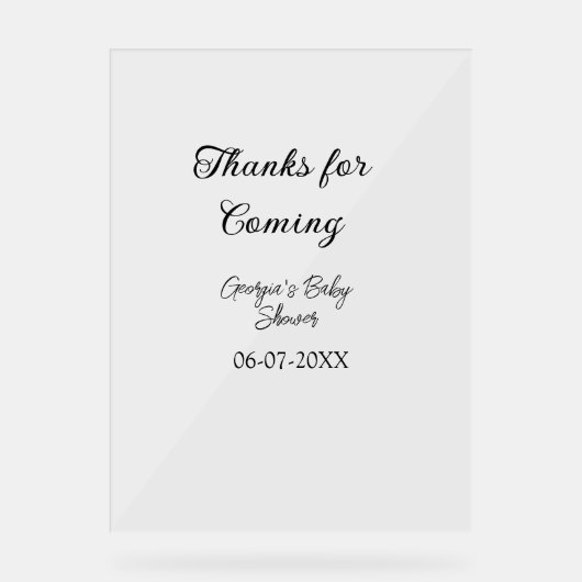 Bedankt voor de komst van het baby shower Modern S Acryl Bord (Voorkant)