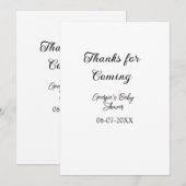 Bedankt voor de komst van het baby shower Modern S Kaart (Voorkant / Achterkant)