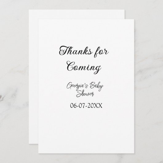 Bedankt voor de komst van het baby shower Modern S Kaart (Voorkant / Achterkant)