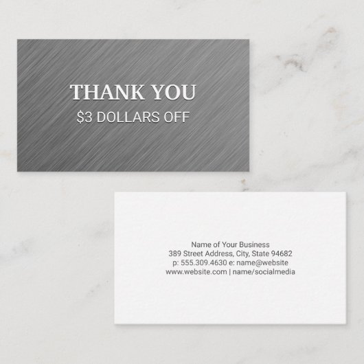 Bedankt voor de korting visitekaartje (Voorkant / Achterkant)