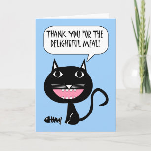 Bedankt voor de maaltijd, kat met visskelet