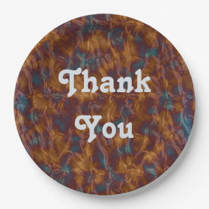 Bedankt voor de maaltijden Gold Blue Swirl Colors Papieren Bordje