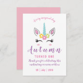 Bedankt voor de Magical Unicorn Birthday Kaart (Voorkant / Achterkant)