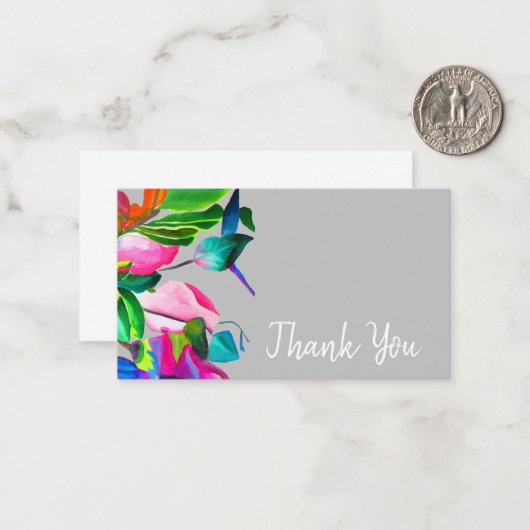 Bedankt voor de moderne florale waterverf kunst notitiekaartje (Voorkant / Achterkant in situ)