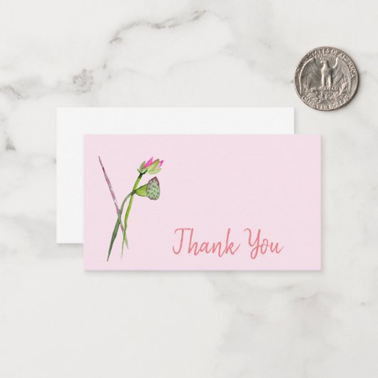 Bedankt voor de moderne lotusbloem waterverf kunst notitiekaartje (Voorkant / Achterkant in situ)