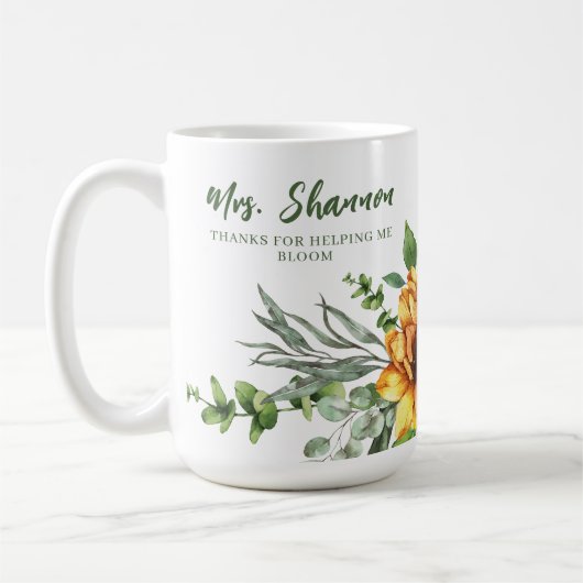 Bedankt voor de Mok van zonnebloemen bij mij (Links)