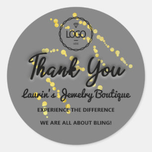 Bedankt voor de naam Aangepaste Logo GOLD GRAY Ronde Sticker