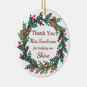Bedankt voor de naam van de leraar kerstmis. keramisch ornament (Rechts)