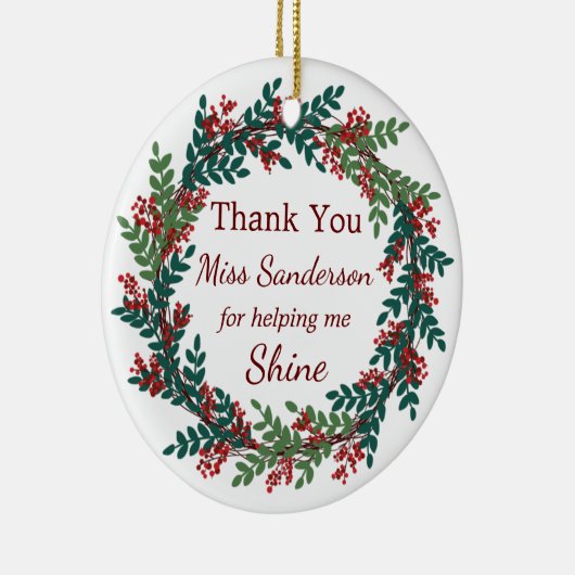 Bedankt voor de naam van de leraar kerstmis. keramisch ornament (Rechts)