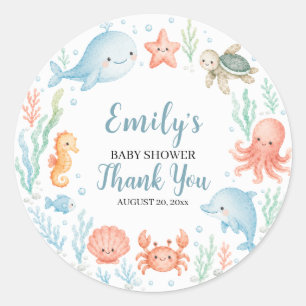 Bedankt voor de Onderwater Baby Shower Ronde Sticker