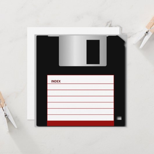 "Bedankt voor de Opslaan" Floppy Disk Dank u kaart (Voorkant / Achterkant in situ)