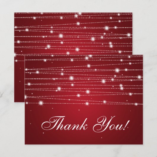 Bedankt voor de rode sprankelende lijnen briefkaart (Voorkant / Achterkant)