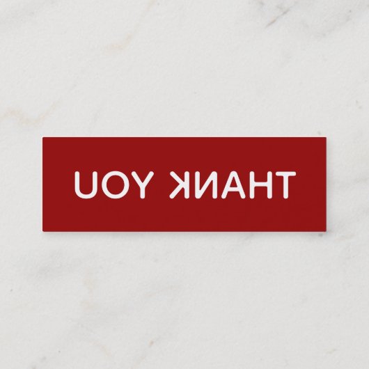 Bedankt voor de Rode Witte Typografie Mini Visitekaartje (Achterkant)